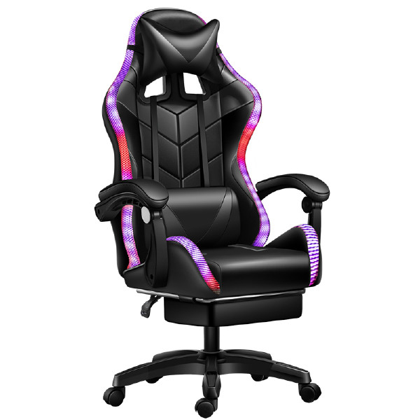 OEM Sedia Gaming Cheap RGB Chaise Gamer Chair PU Leather Kursi Gaming Stuhl Office Silla Gamer With LED Lights