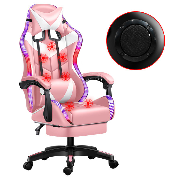 Factory Wholesale Leather Reclining Gamer Chair LED Light Bar Racer RGB Gaming Chair