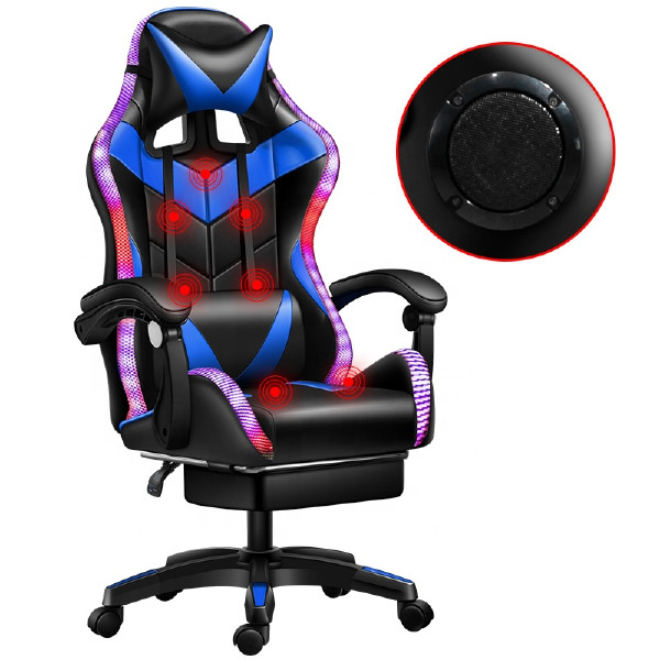 135 Degrees Racing E-sports Chair Massage LED Gaming Chair in Home Office