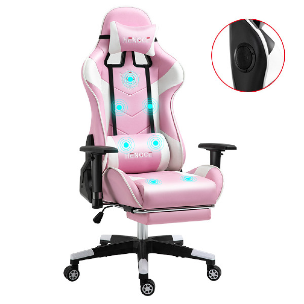 China Wholesale Best Audio Gamer Chair Pink Massage Gaming Chair With Footrest