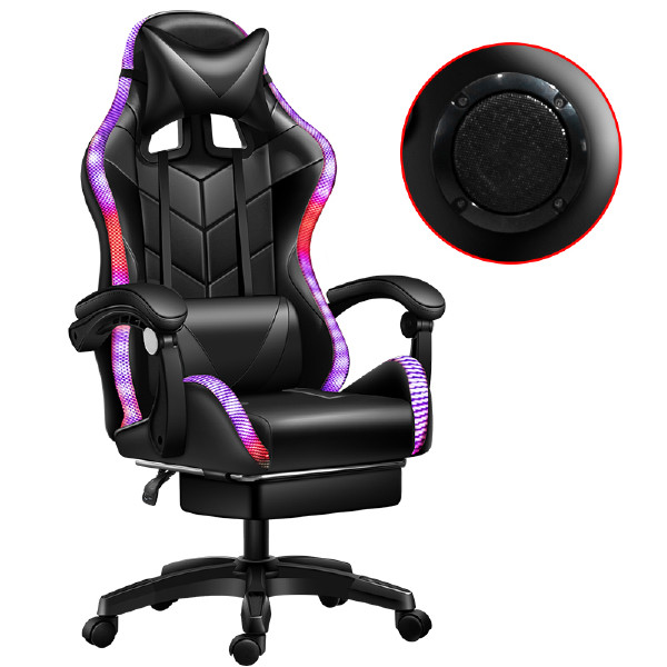 RGB Racing Computer PC Modern Ergonomic Swivel Footrest Leather Game High Quality OEM Reclining Gaming With Speaker Chair