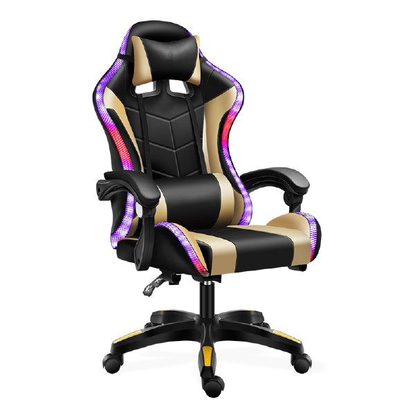 Manufacturer Direct Sale High Back Swivel Computer Office Adjustable Arms Gaming Swivel RGB led Gaming Chair